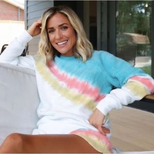 Feat • Kristin Cavallari Retro Stripe tie dye crewneck
